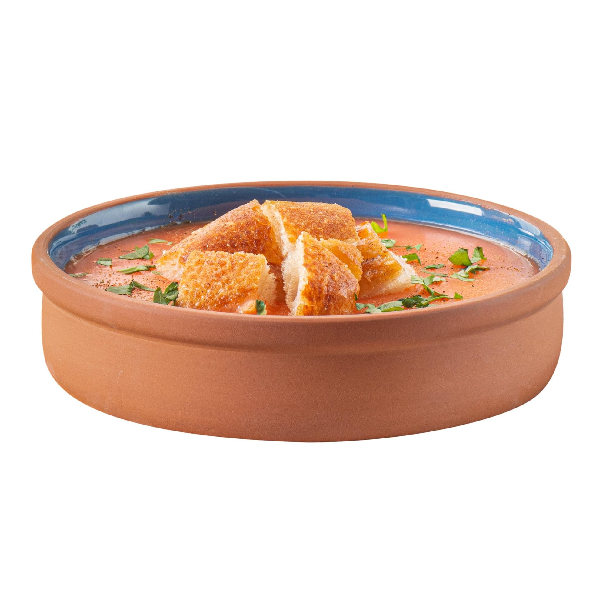 Restaurantware-Terra Tek 15.2 Ounce Terracotta Cazuelas, 2 Blue Glazed Clay Pots - Thumbnail 8