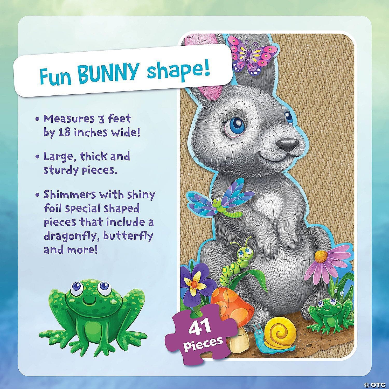 Peaceable Kingdom Shimmery Bunny Shaped 41 Piece Floor Puzzle, 3 feet x 2 feet - - Thumbnail 7