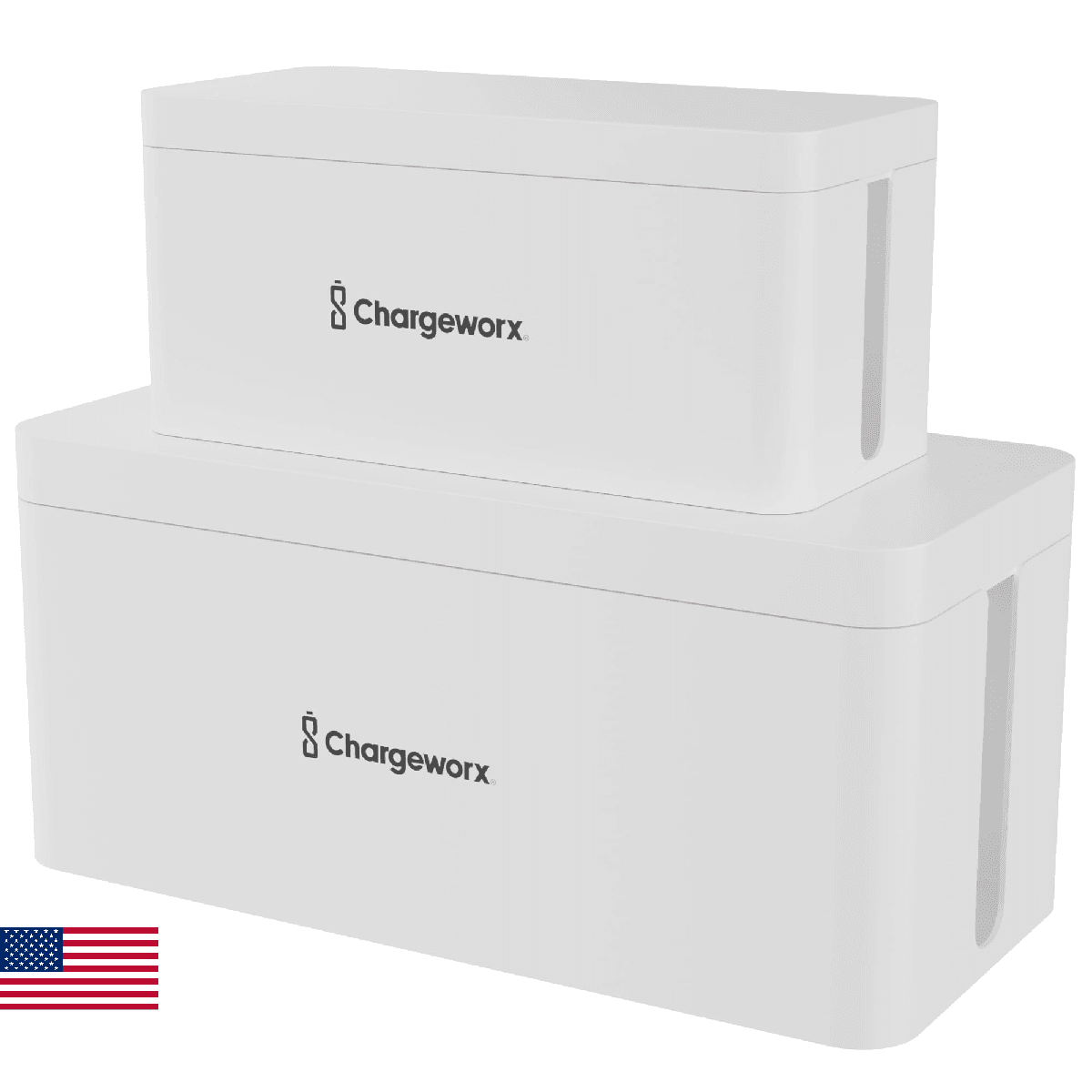 ChargeWorx Cable-Management Box Set, 2 Pack Cord Organizer to Hide Power Strips - Image 1