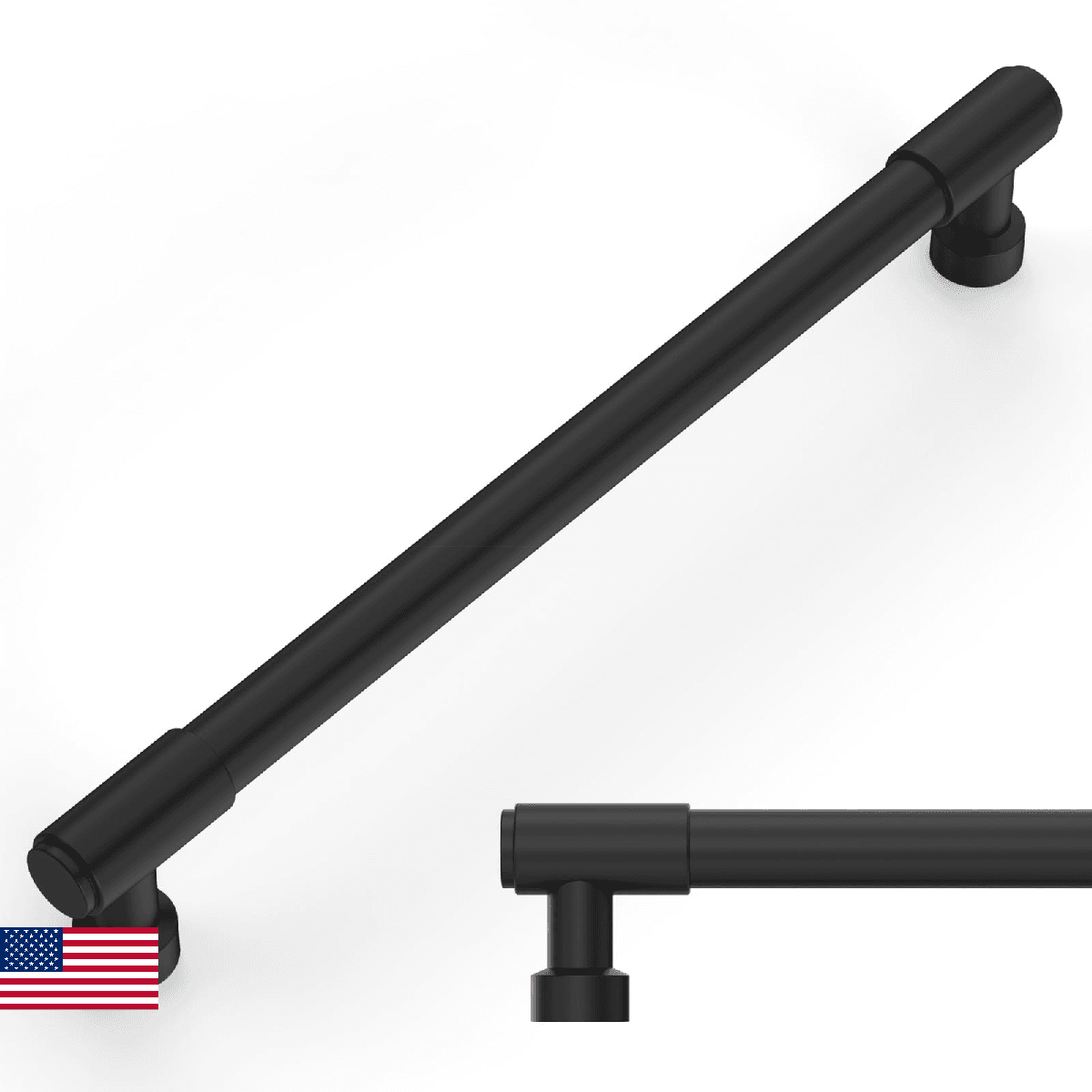 Amercdeco 10 Pack Matte Black Cabinet Pulls 7.5 Inch Hole Center Drawer Handles - Image 1