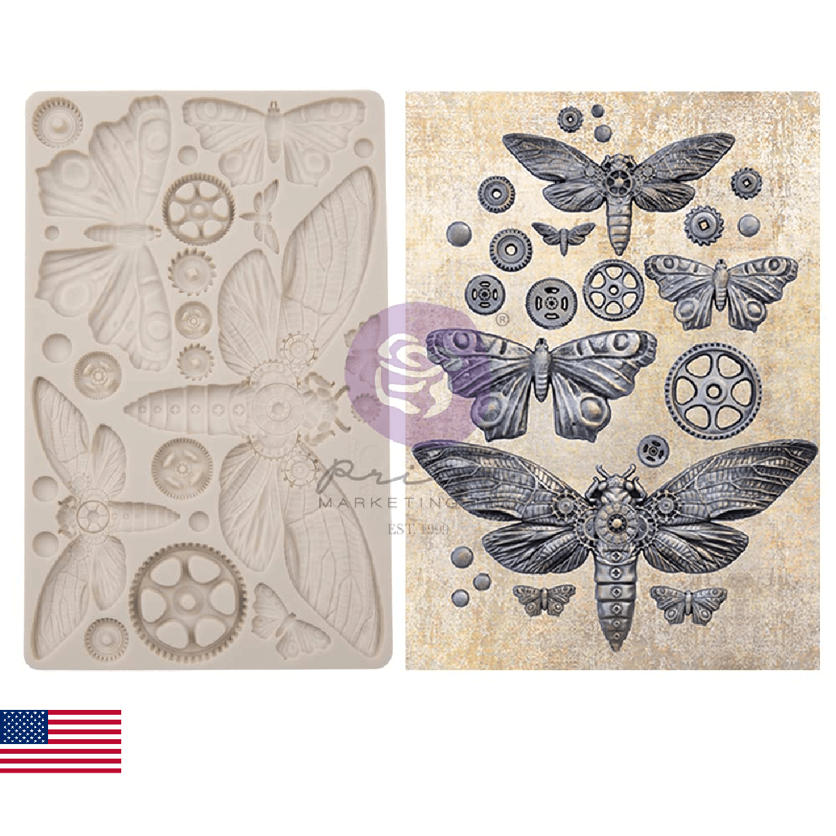 Prima Marketing Redesign with Prima Finnabair Decor Moulds 5"X8"Mecha Moth - 655 - Image 1