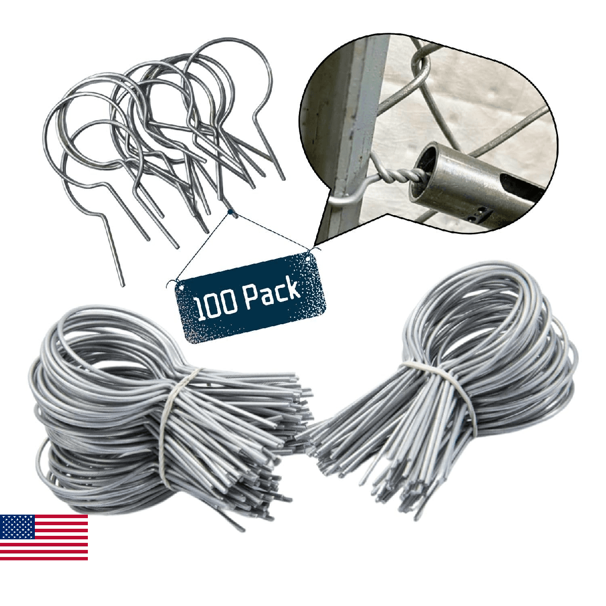 1 5/8" Chain Link Fence Ties 9 Gauge Galvanized Steel Twist for Securing Fences - Image 1