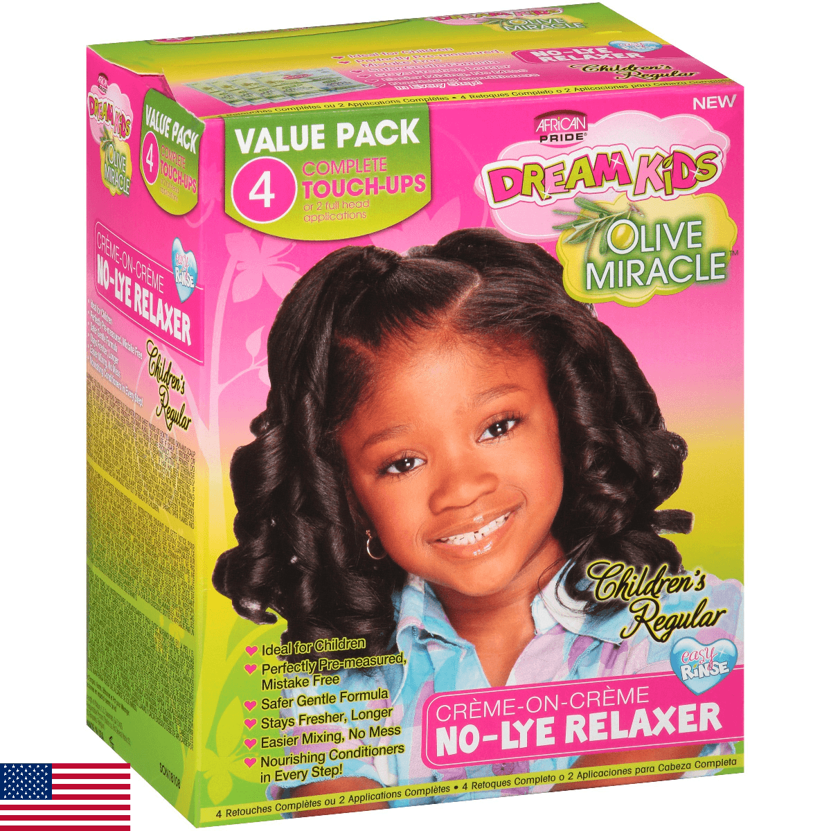 African Pride Dream Kids Olive Miracle (4) Touch-Up Relaxer Kit, Regular - Helps - Image 1