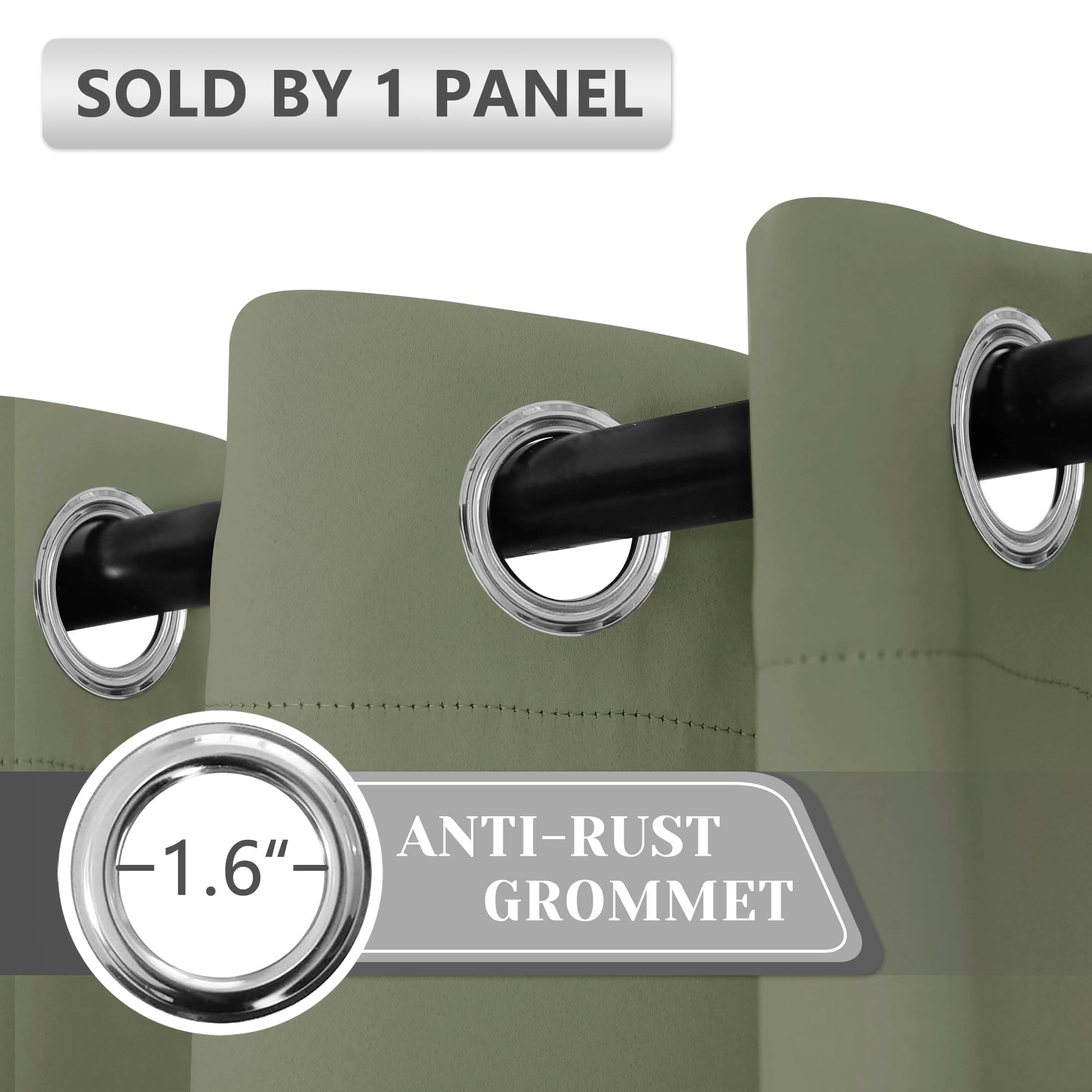 AOSKY Door Curtains for Doorway Privacy, Olive Green Grommet Closet Curtains for - Thumbnail 5