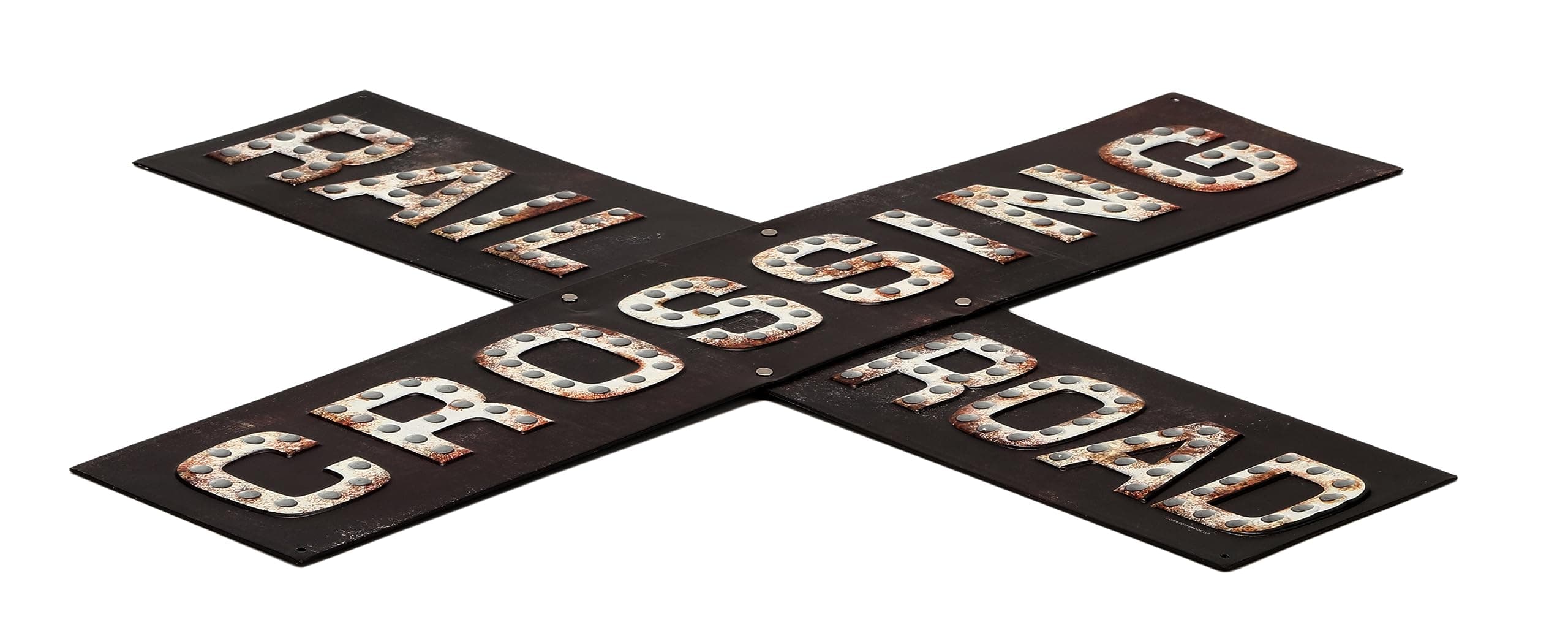 Railroad Crossing Prismatic Embossed Metal Sign - Vintage Garage Decor 20"x20" - Thumbnail 2