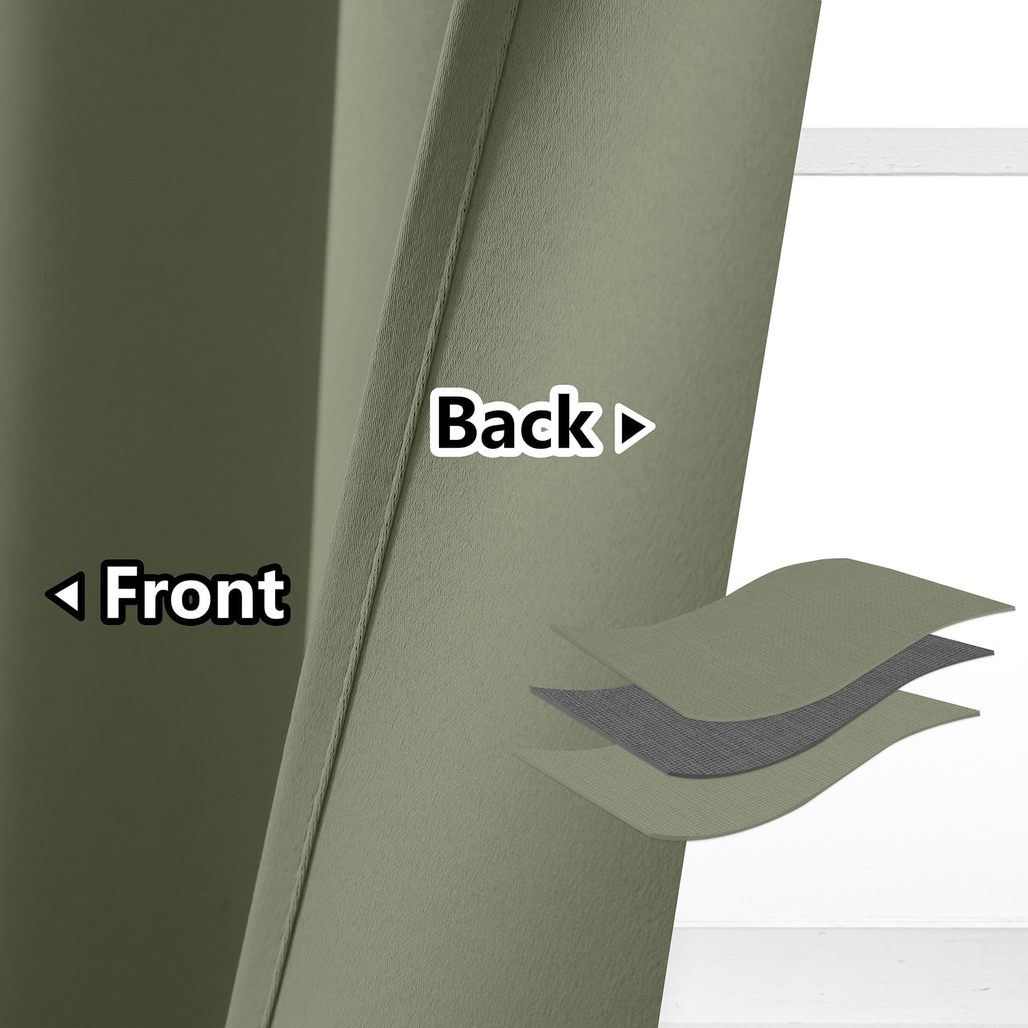 AOSKY Door Curtains for Doorway Privacy, Olive Green Grommet Closet Curtains for - Thumbnail 3