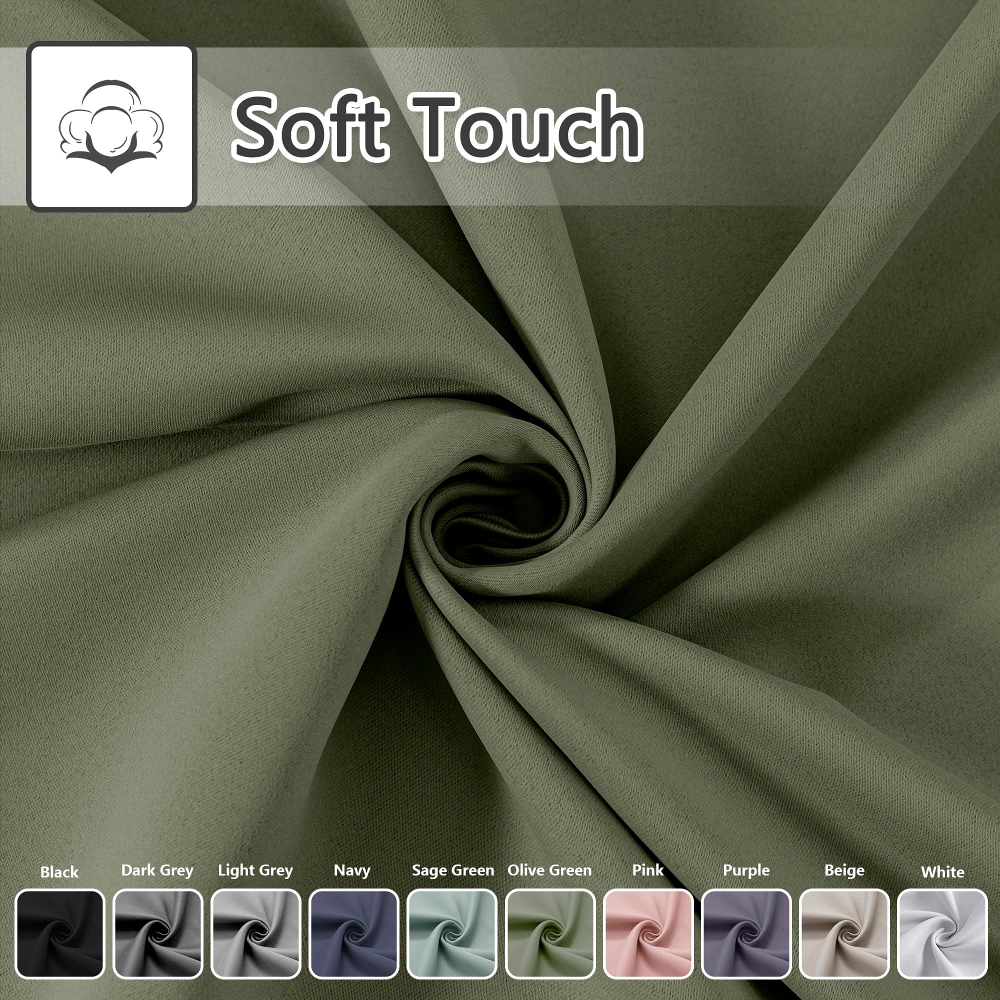 AOSKY Door Curtains for Doorway Privacy, Olive Green Grommet Closet Curtains for - Thumbnail 6