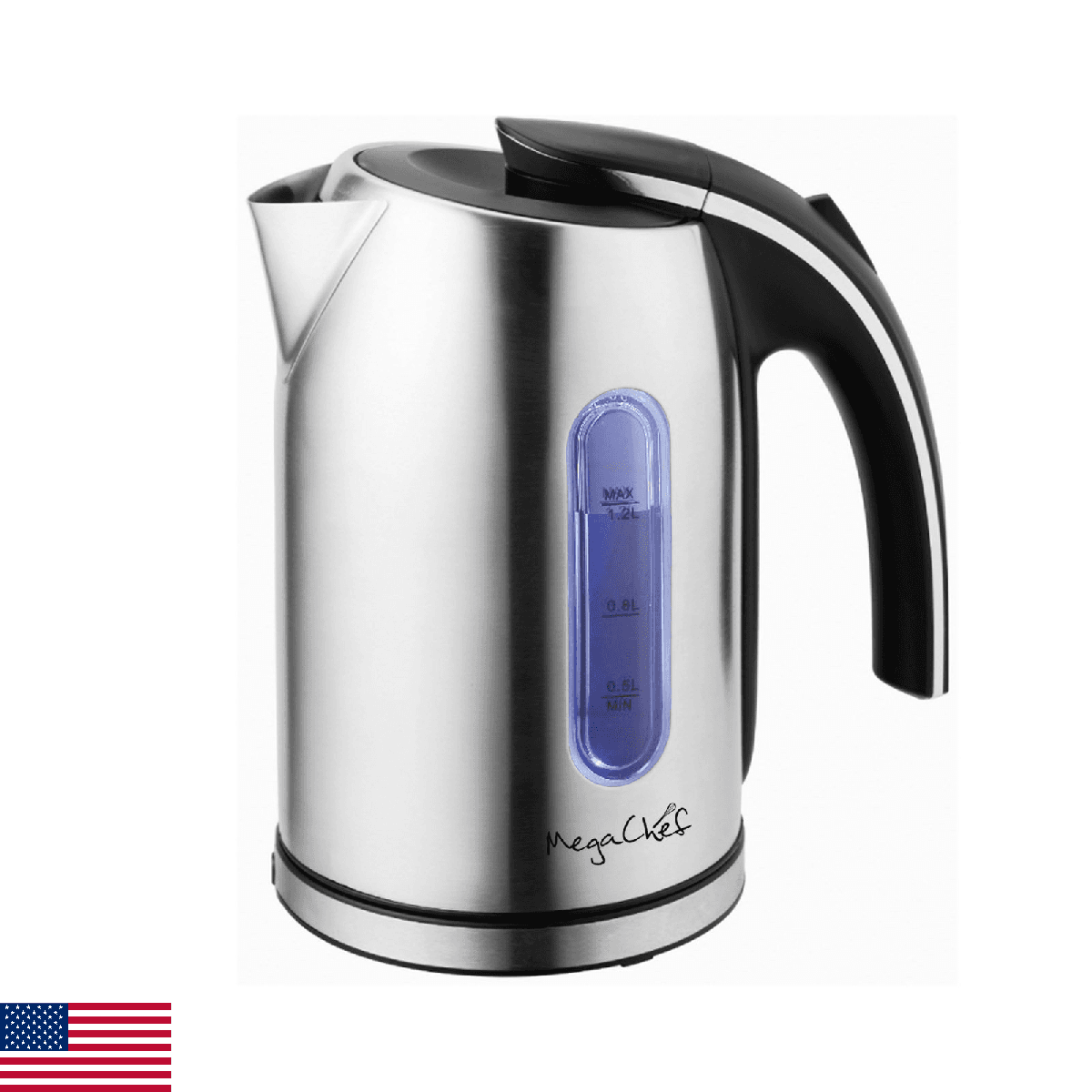 MegaChef 1.2L Stainless Steel Electric Tea Kettle - Image 1