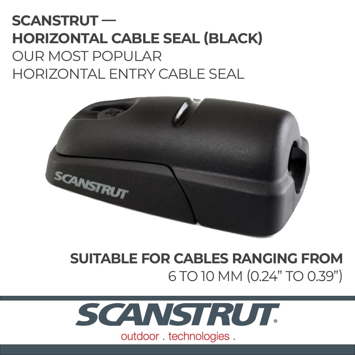 Scanstrut DS-H10-BLK Horizontal Cable Seal for Cables from 6-10mm - Black - Thumbnail 3