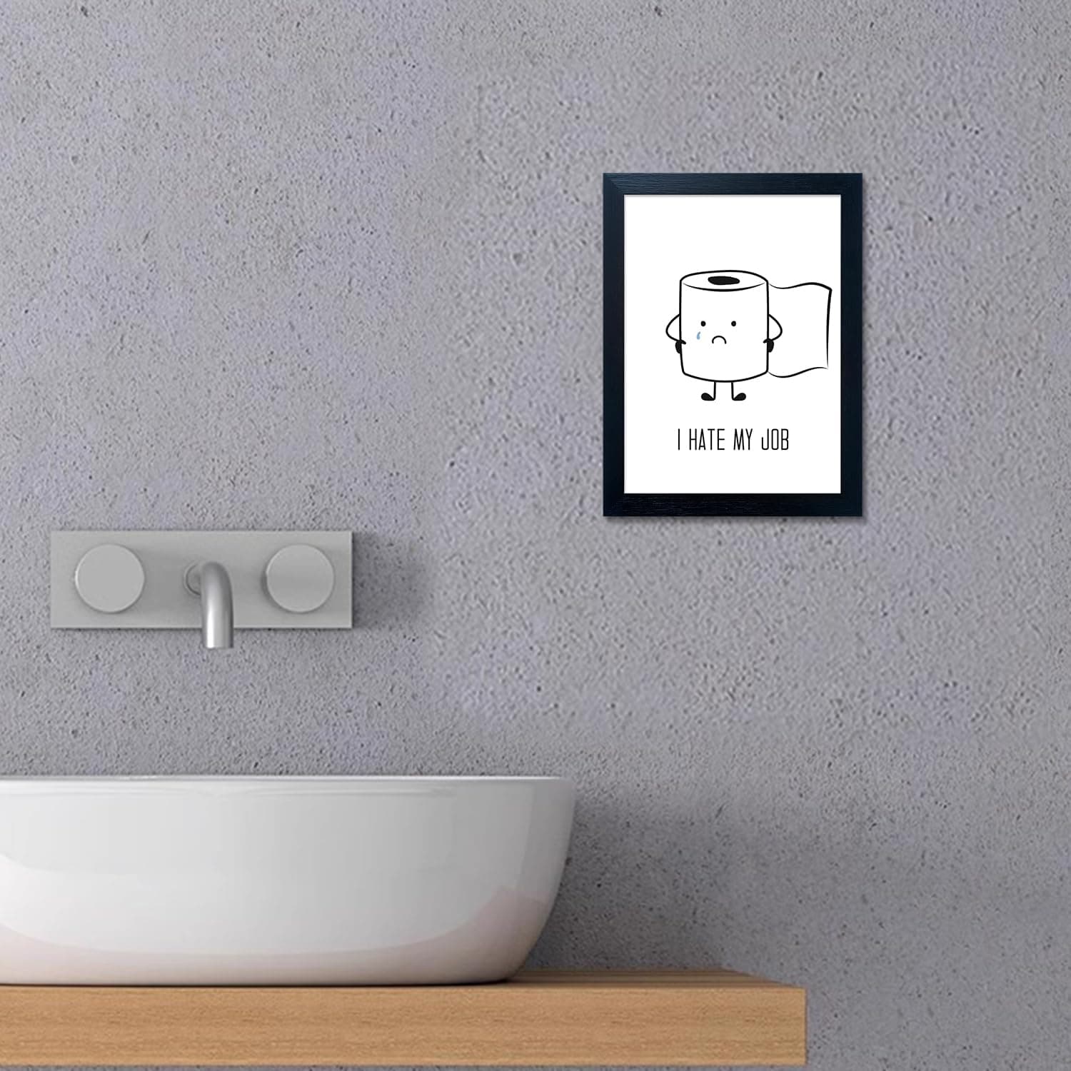 Black and White Wall Art for Bathroom, Funny Bathroom Wall Decor, Black Framed T - Thumbnail 9