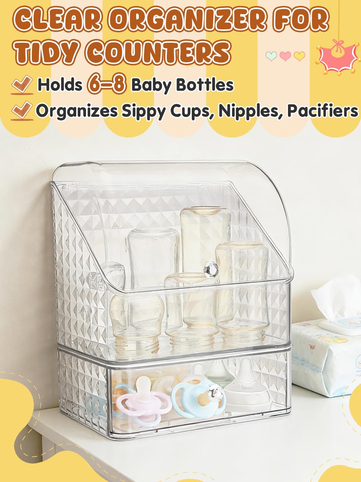 Flip-top Baby Bottle Organizer - Space-Saving, Easy Access (6-8 Bottles) - Thumbnail 4