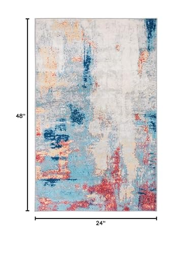 SAFAVIEH Jasper Collection Accent Rug - 2' x 4', Grey & Red, Modern Abstract Des - Thumbnail 2