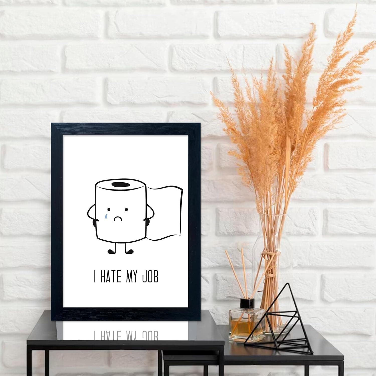 Black and White Wall Art for Bathroom, Funny Bathroom Wall Decor, Black Framed T - Thumbnail 5