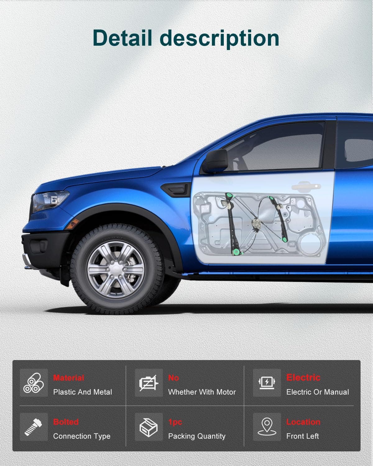 FINDAUTO Power Window Regulator Front Left Side fit for 2001 2002 2003 2004 2005 - Thumbnail 7