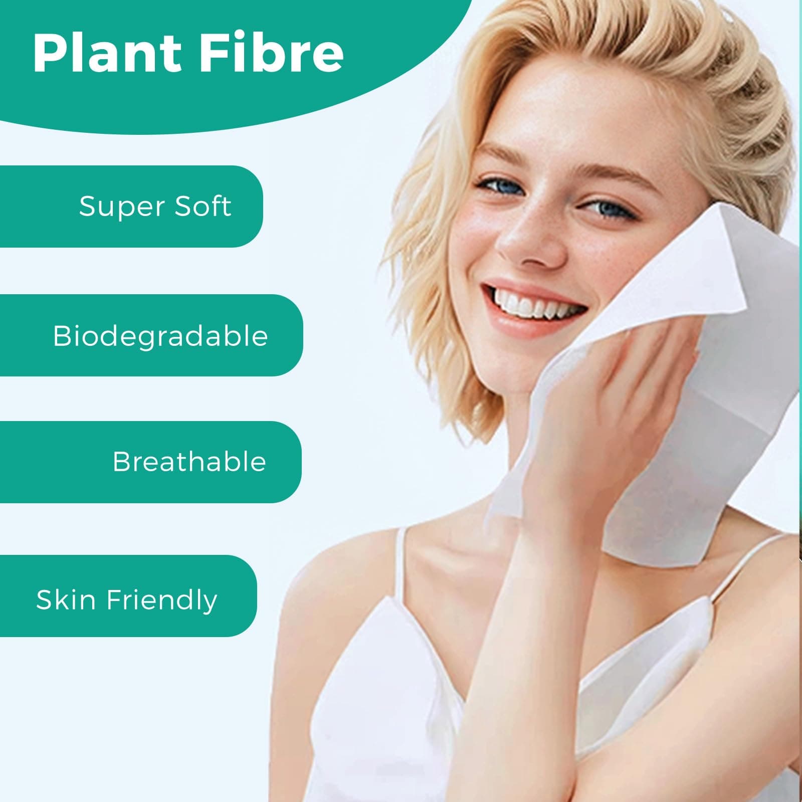 ONLYCARE Disposable Face Towel Biodegradable Facial Towels 10x12 Soft Thick 100 - Thumbnail 2