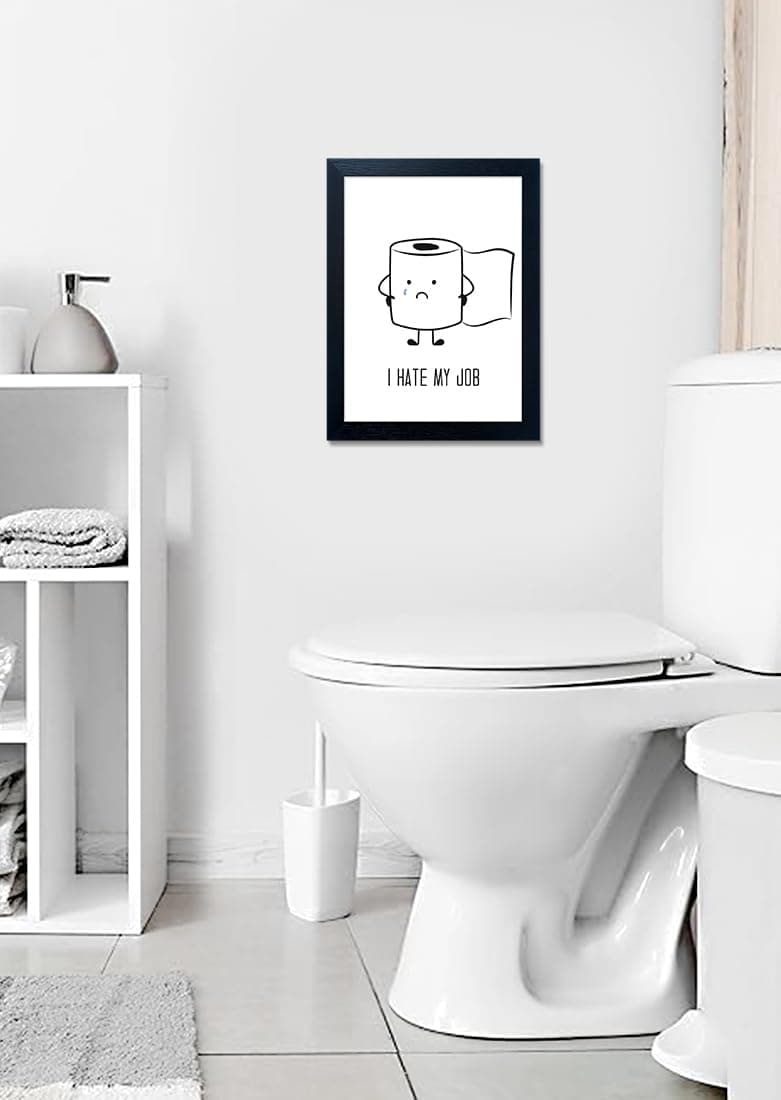Black and White Wall Art for Bathroom, Funny Bathroom Wall Decor, Black Framed T - Thumbnail 6