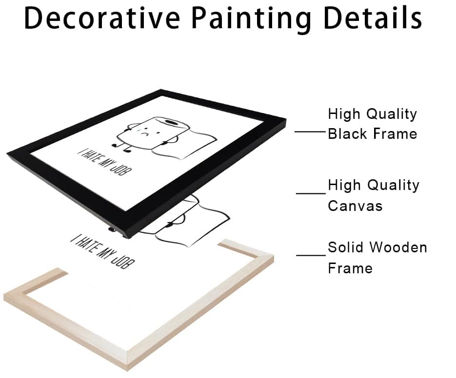 Black and White Wall Art for Bathroom, Funny Bathroom Wall Decor, Black Framed T - Thumbnail 2