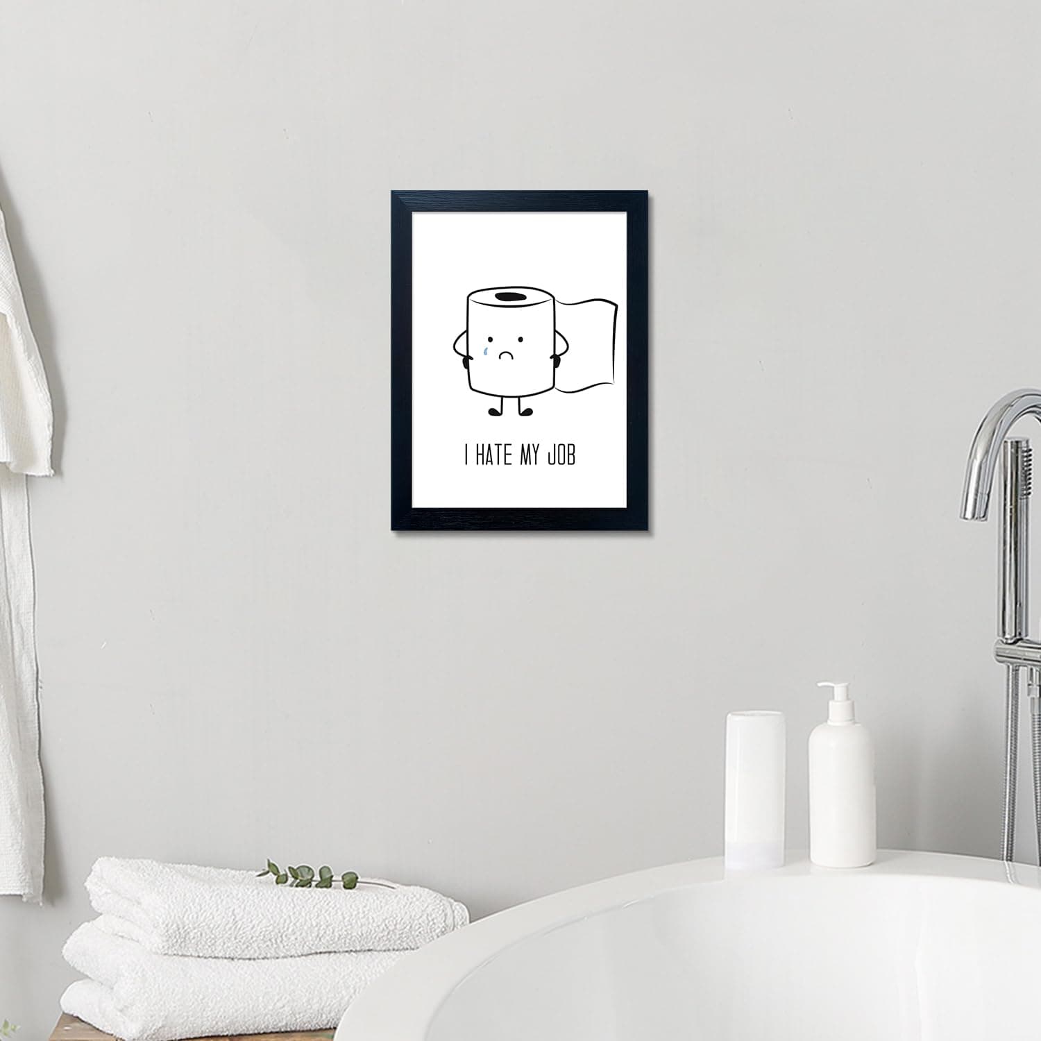 Black and White Wall Art for Bathroom, Funny Bathroom Wall Decor, Black Framed T - Thumbnail 8