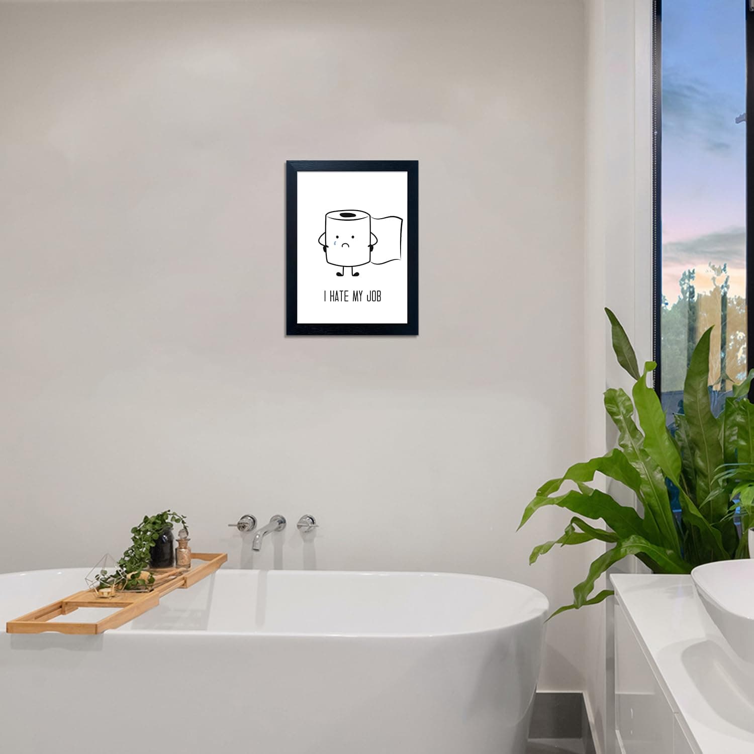 Black and White Wall Art for Bathroom, Funny Bathroom Wall Decor, Black Framed T - Thumbnail 7