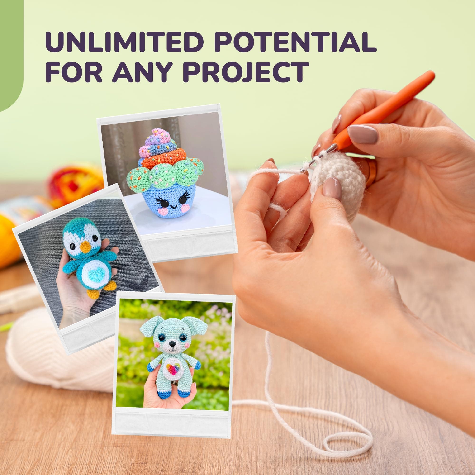 YammiAmi 1,800 Yards Beginner Crochet Kit for Adults, 103-Piece Starter Set with - Thumbnail 8