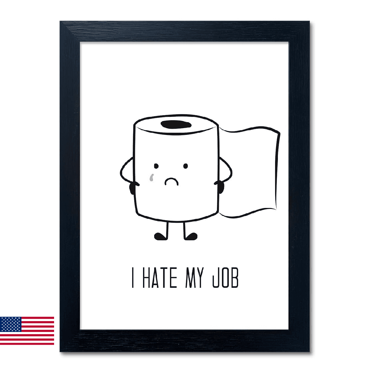 Black and White Wall Art for Bathroom, Funny Bathroom Wall Decor, Black Framed T - Image 1