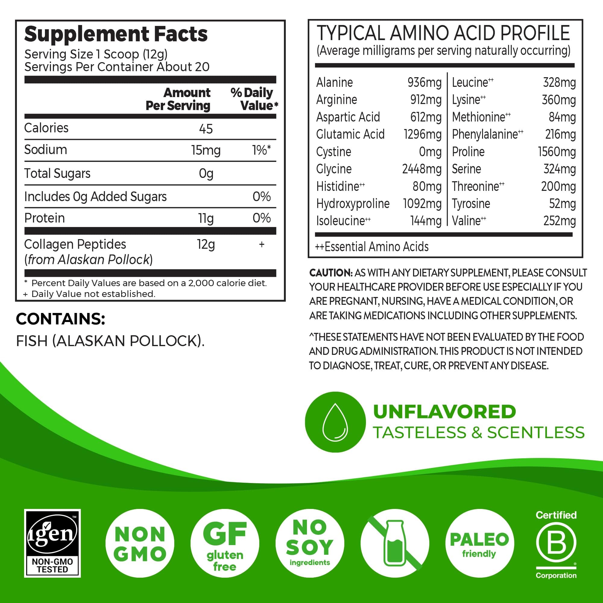 Orgain Wild-Caught Marine Collagen Peptides Powder for Women & Men, Hair, Skin, - Thumbnail 2