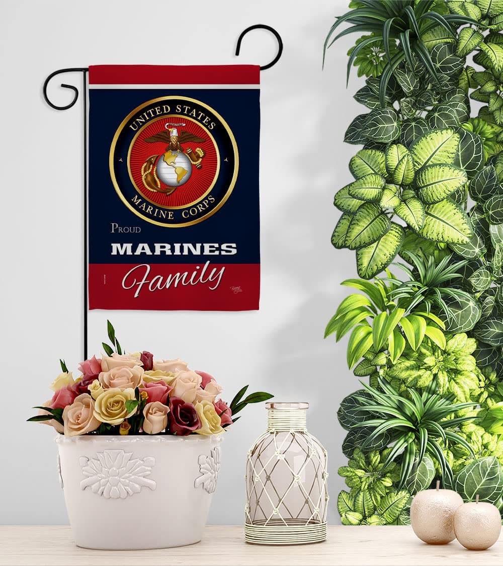 Marines Proudly Family Garden Flag - Set with Stand Armed Forces Marine Corps US - Thumbnail 9