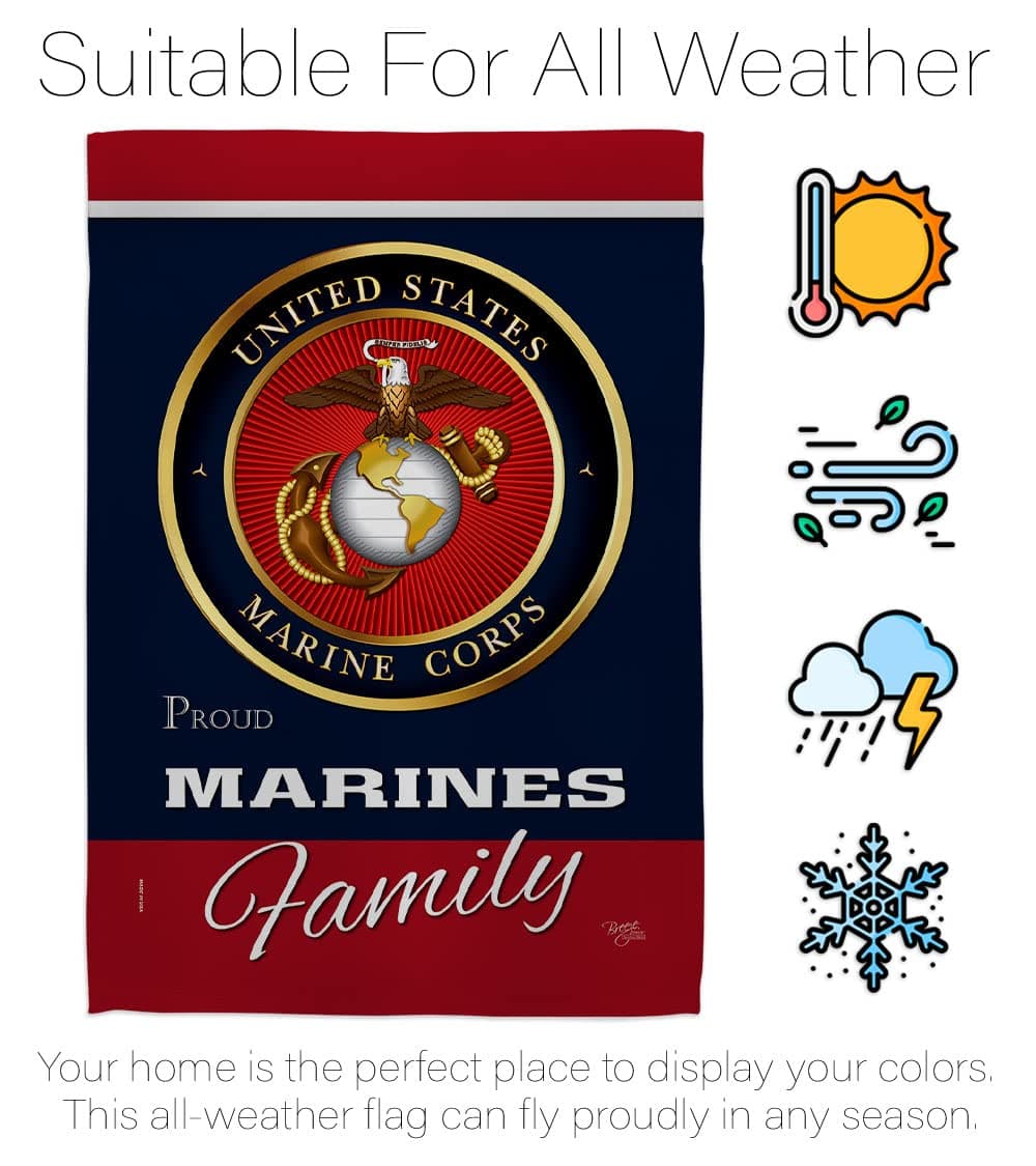 Marines Proudly Family Garden Flag - Set with Stand Armed Forces Marine Corps US - Thumbnail 6