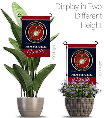 Marines Proudly Family Garden Flag - Set with Stand Armed Forces Marine Corps US - Thumbnail 11