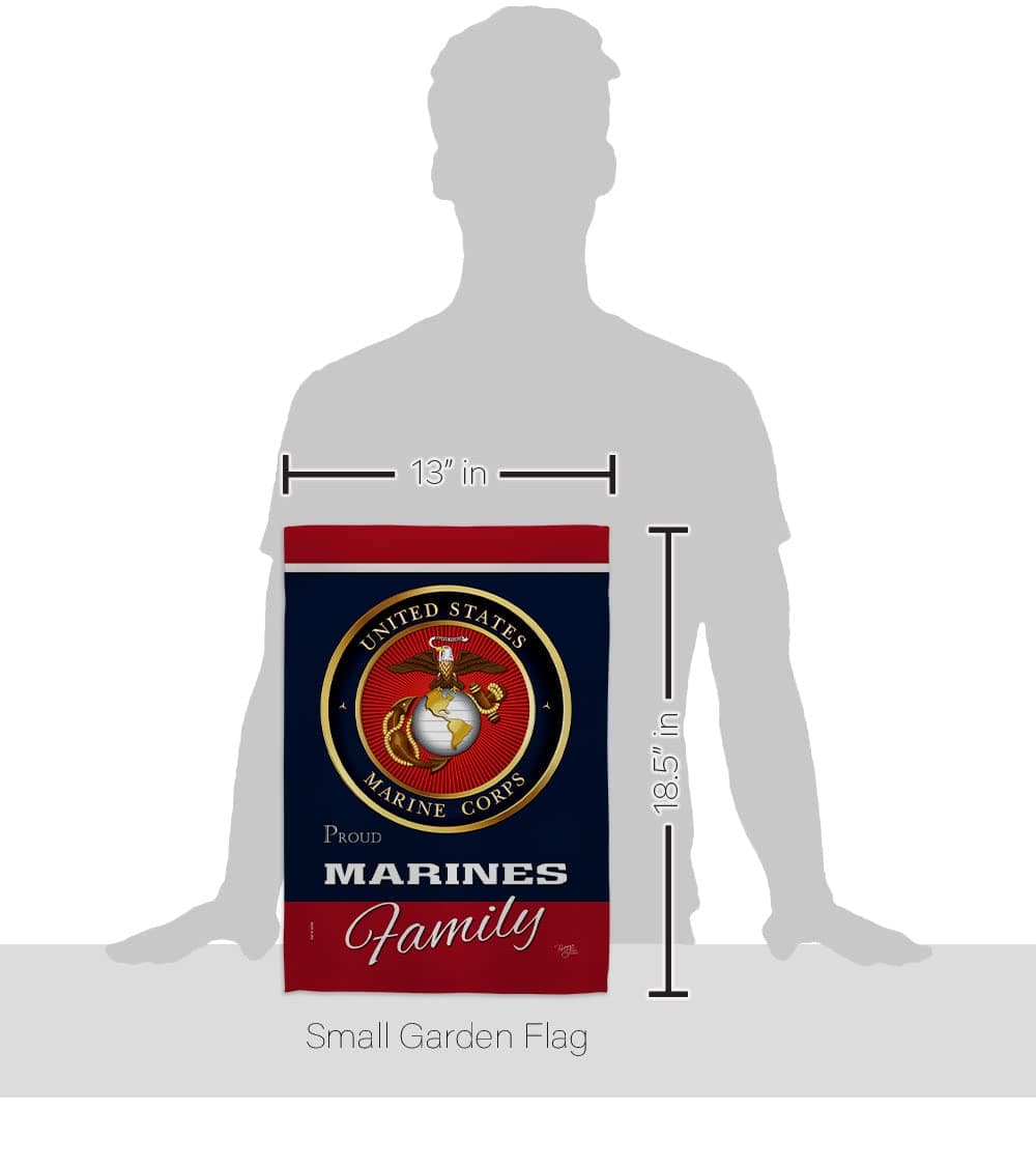 Marines Proudly Family Garden Flag - Set with Stand Armed Forces Marine Corps US - Thumbnail 2