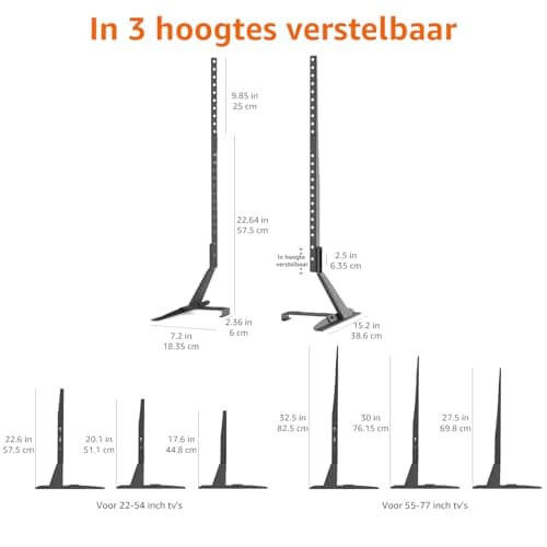 Amazon Basics Universal TV Stand, Height Adjustable for TVs up to 77 inch, Compa - Thumbnail 6