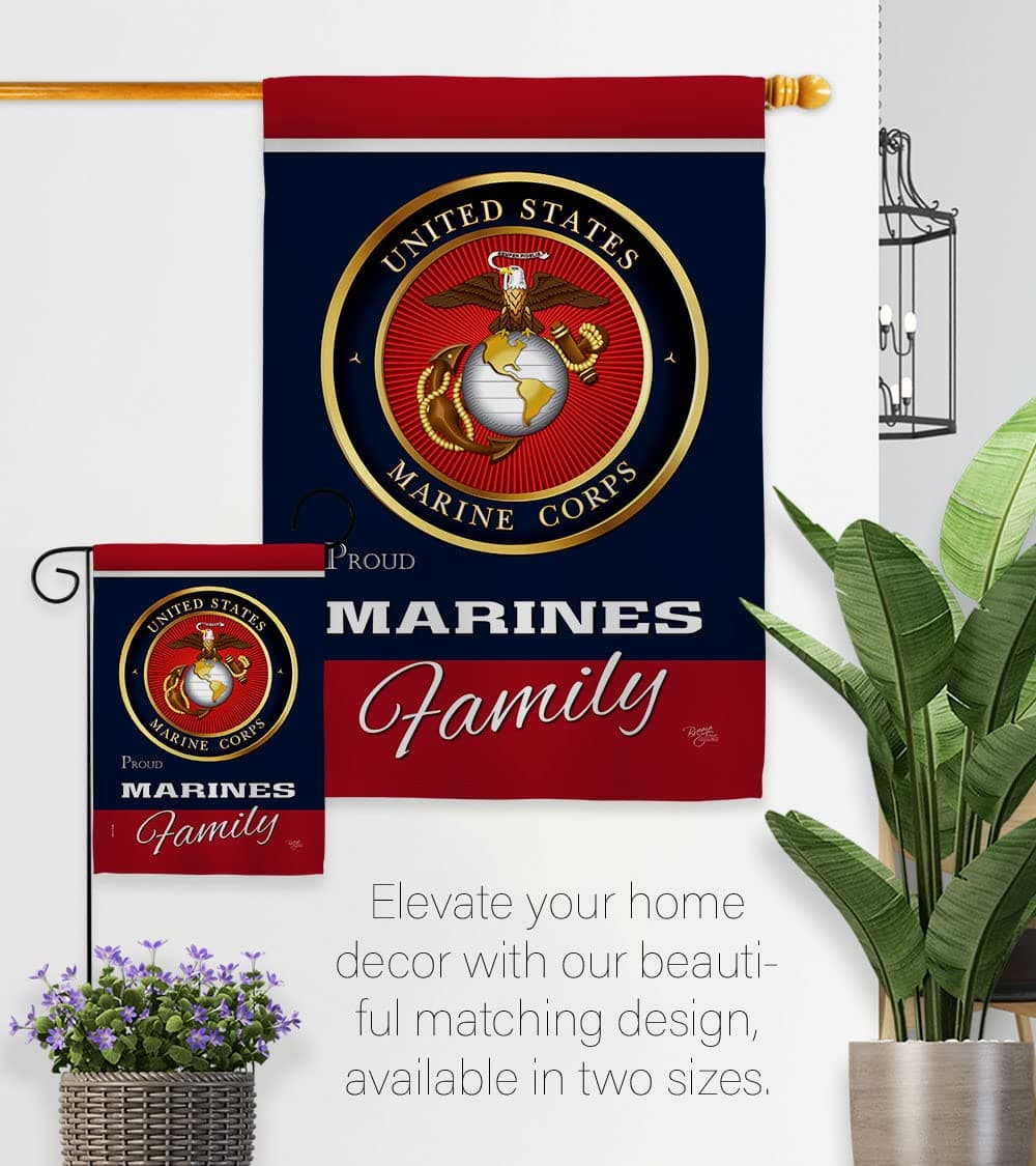 Marines Proudly Family Garden Flag - Set with Stand Armed Forces Marine Corps US - Thumbnail 8