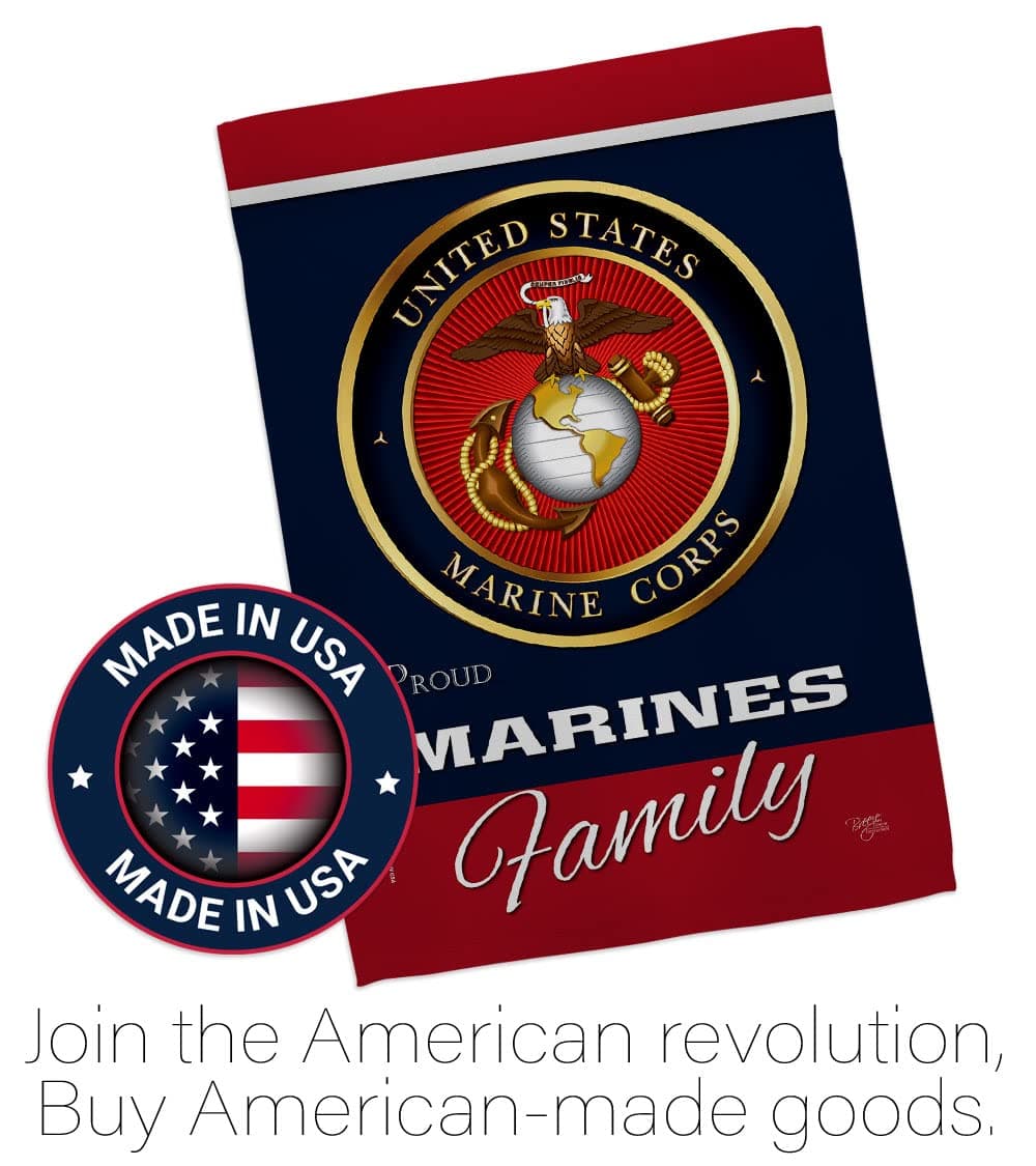 Marines Proudly Family Garden Flag - Set with Stand Armed Forces Marine Corps US - Thumbnail 5