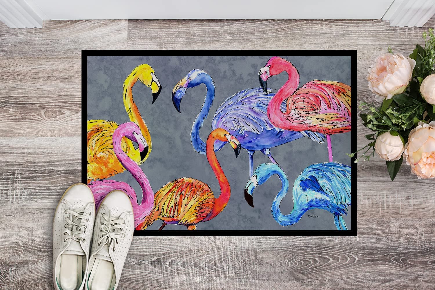 Caroline's Treasures 8871JMAT Flamingo Six Senses Doormat 24x36 Front Door Mat I - Thumbnail 3