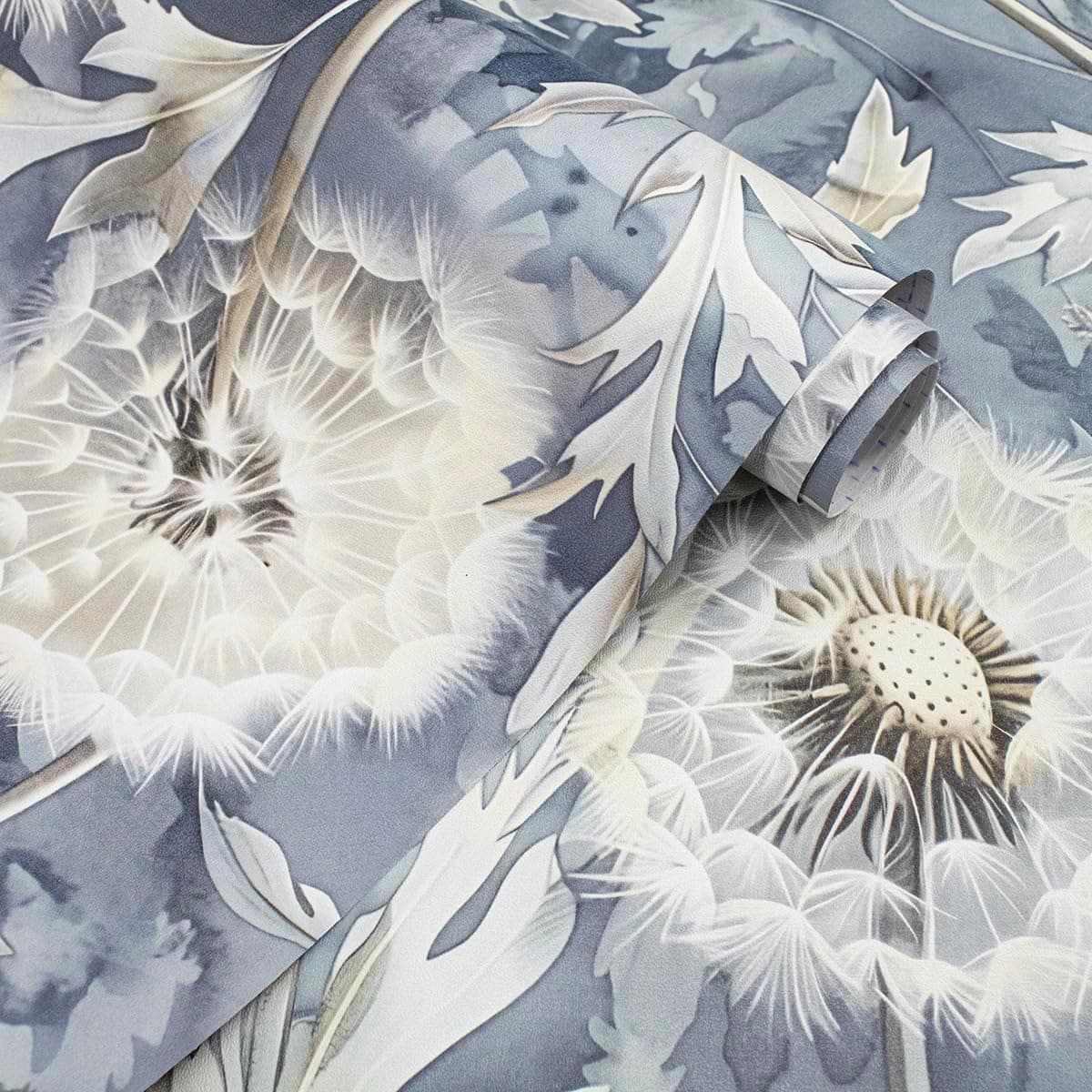 Jeweluck Dandelion Peel and Stick Wallpaper Blue Floral Contact Paper 16.9inx393 - Thumbnail 4