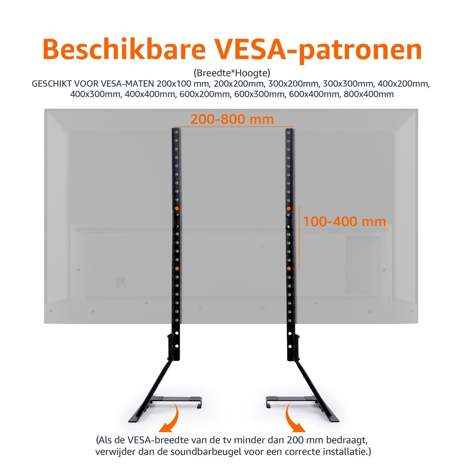 Amazon Basics Universal TV Stand, Height Adjustable for TVs up to 77 inch, Compa - Thumbnail 3