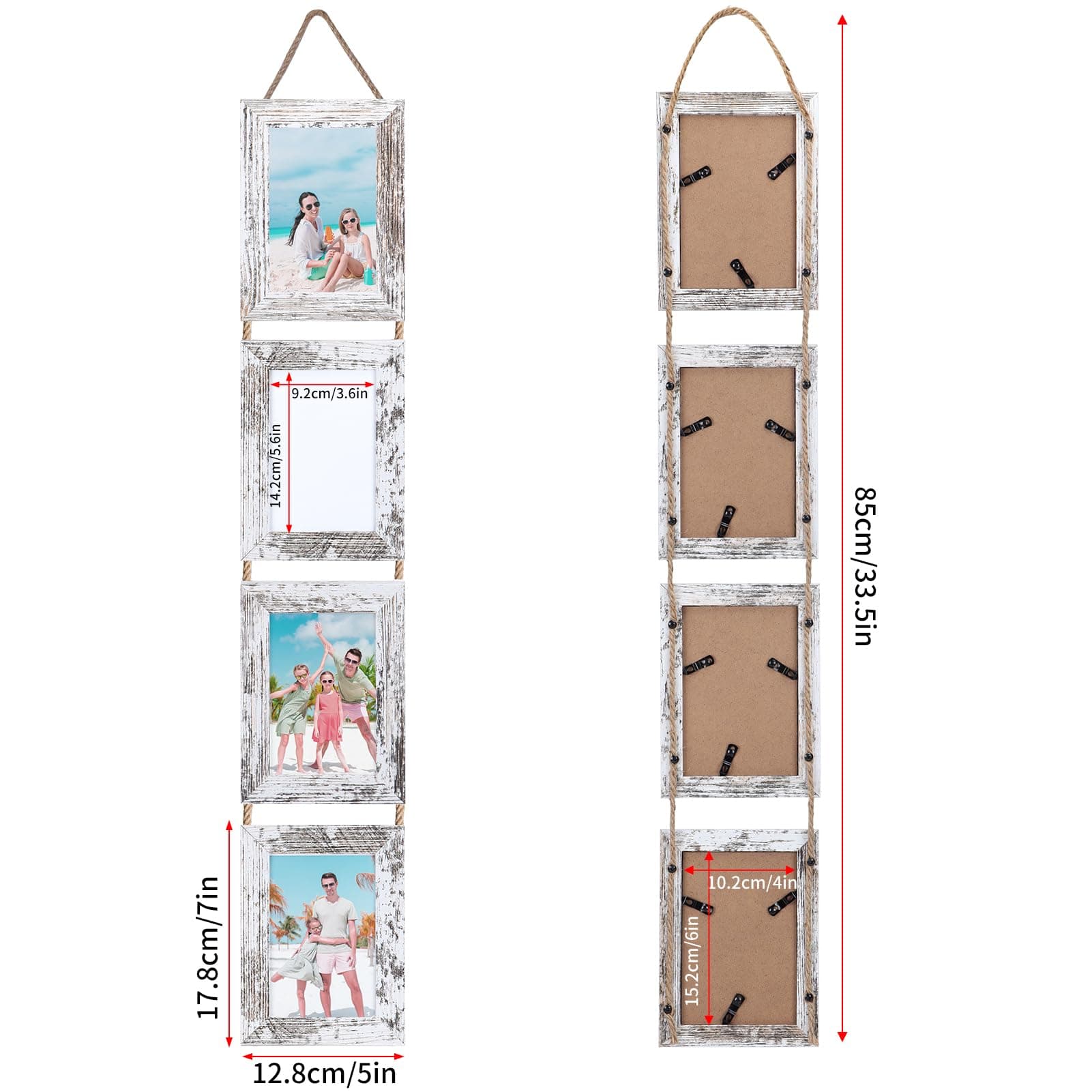 QUTREY 4x6 Hanging Picture Frames Collage Set of 2 4 Openings 4x6 Photo Frames W - Thumbnail 4