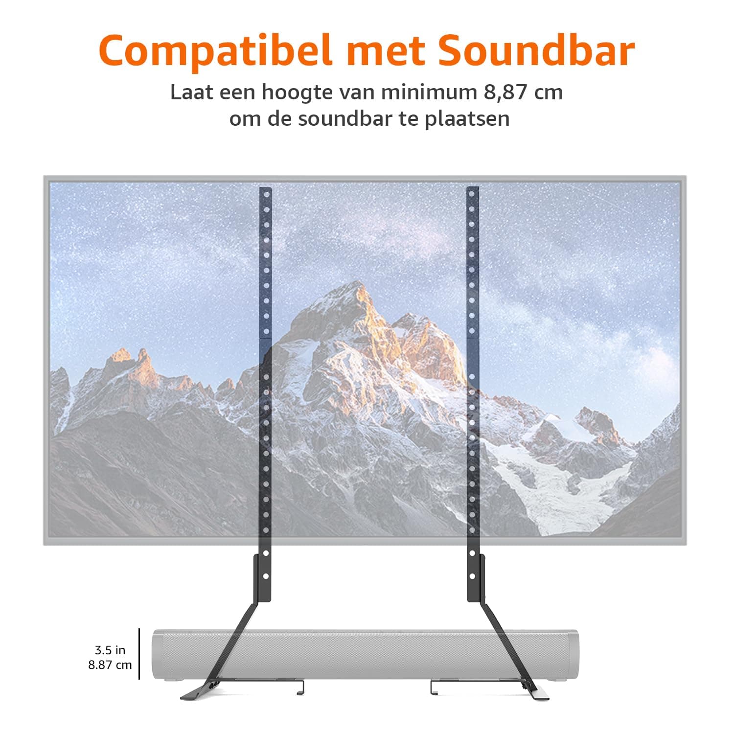 Amazon Basics Universal TV Stand, Height Adjustable for TVs up to 77 inch, Compa - Thumbnail 4