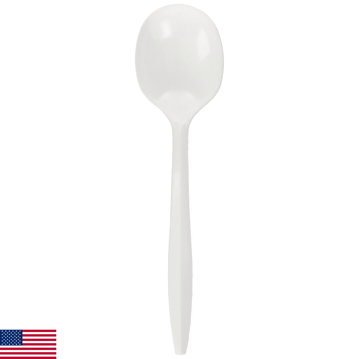 Genuine Joe Disposable Plastic Soup Spoon, Bulk Packed, Medium-Weight, White, 10 - Image 1