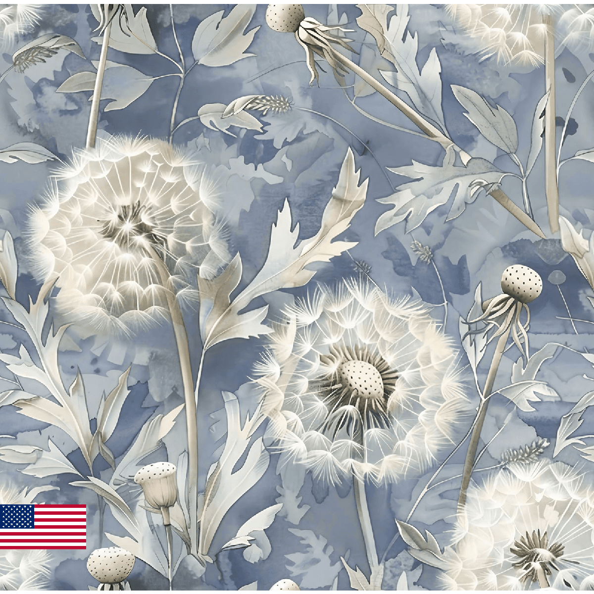 Jeweluck Dandelion Peel and Stick Wallpaper Blue Floral Contact Paper 16.9inx393 - Image 1