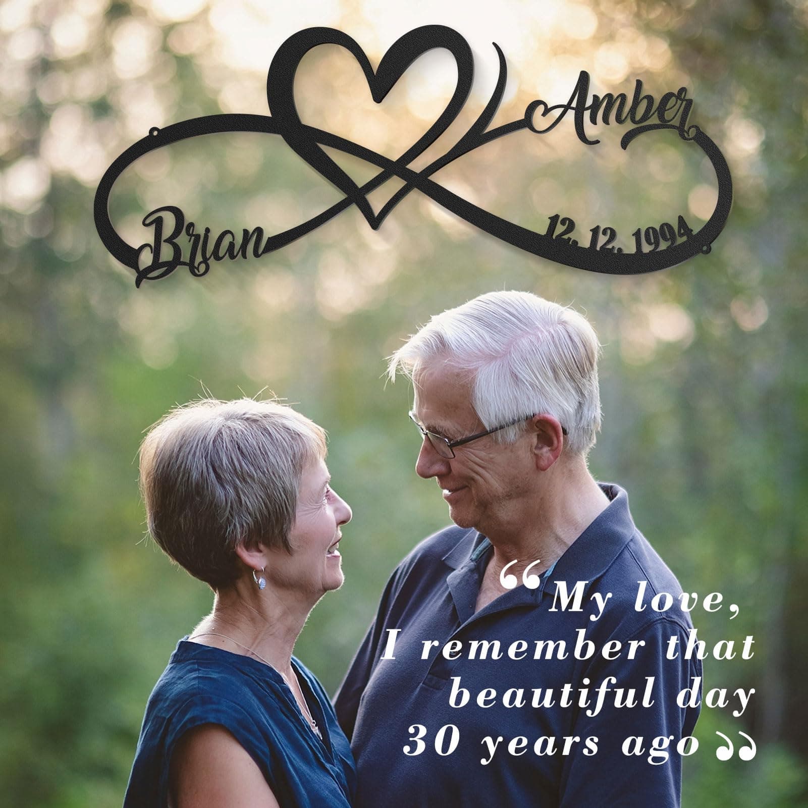 Personalized Metal Wedding Gift Sign - Couples Name & Date - Forever Love Decor - Thumbnail 7