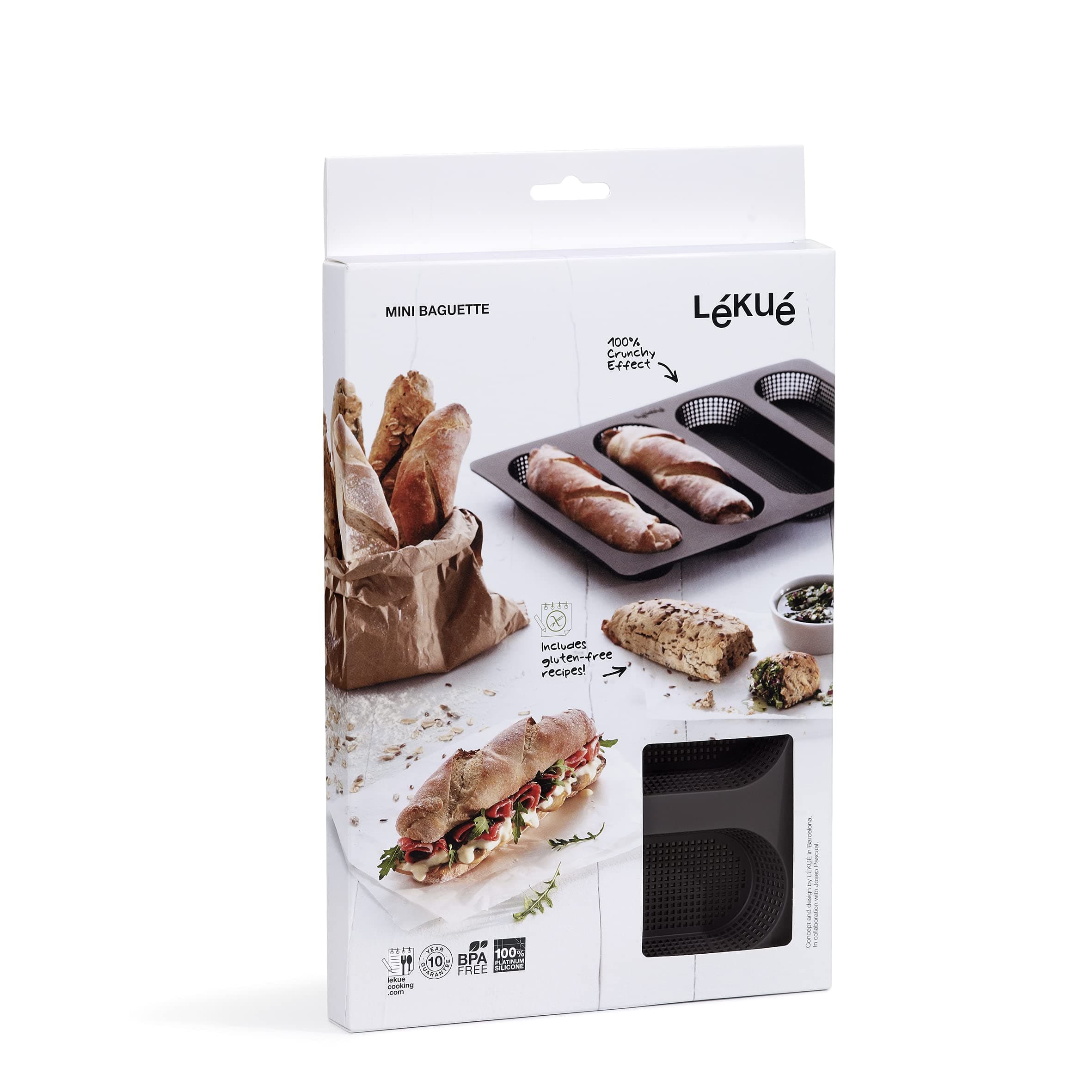 Lekue 4 Cavity Micro Perforated Mini Baguette Baking Pan, Brown - Thumbnail 8