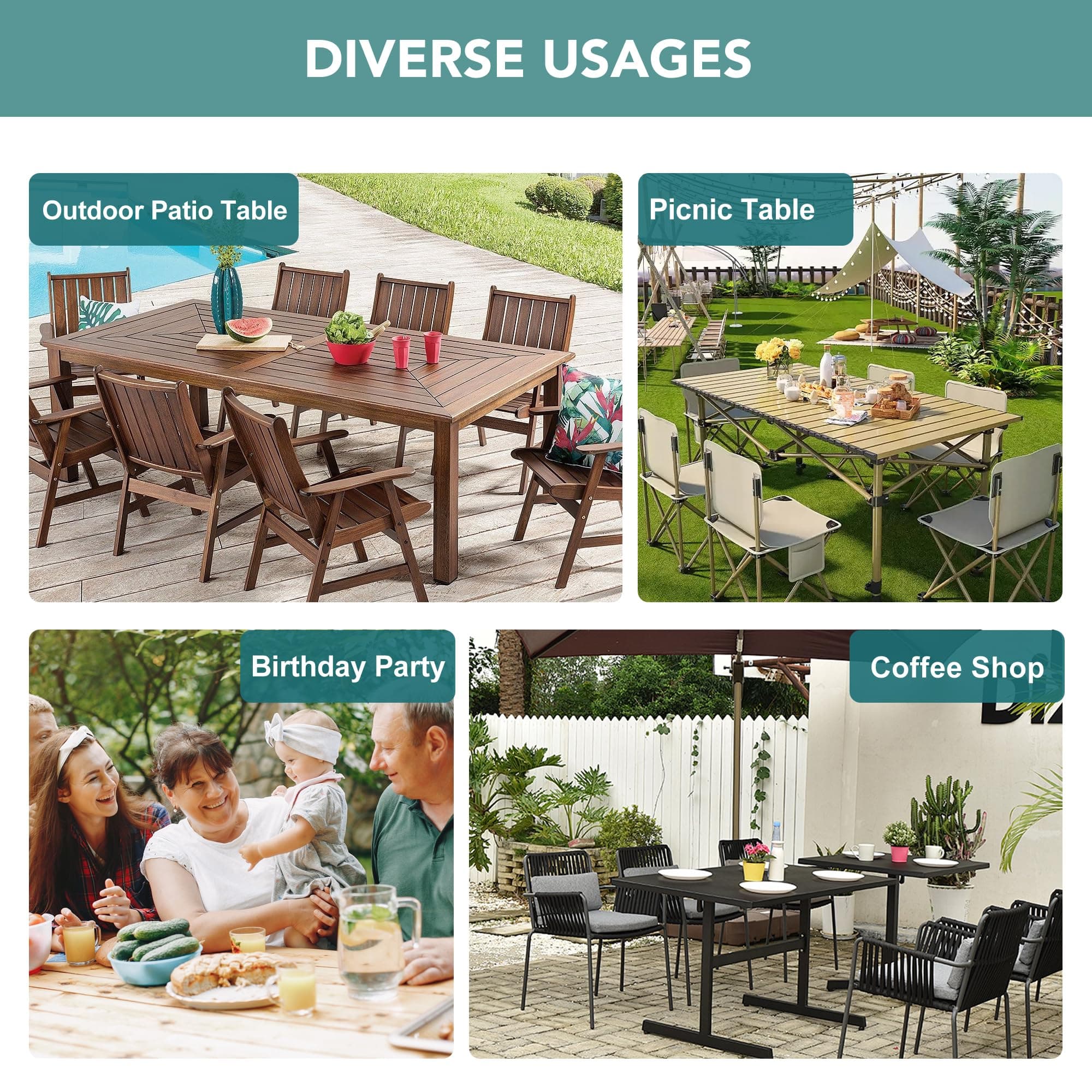 LUSHVIDA Outdoor Tablecloth with Umbrella Hole - Patio Table Cloth Zippered Rect - Thumbnail 6