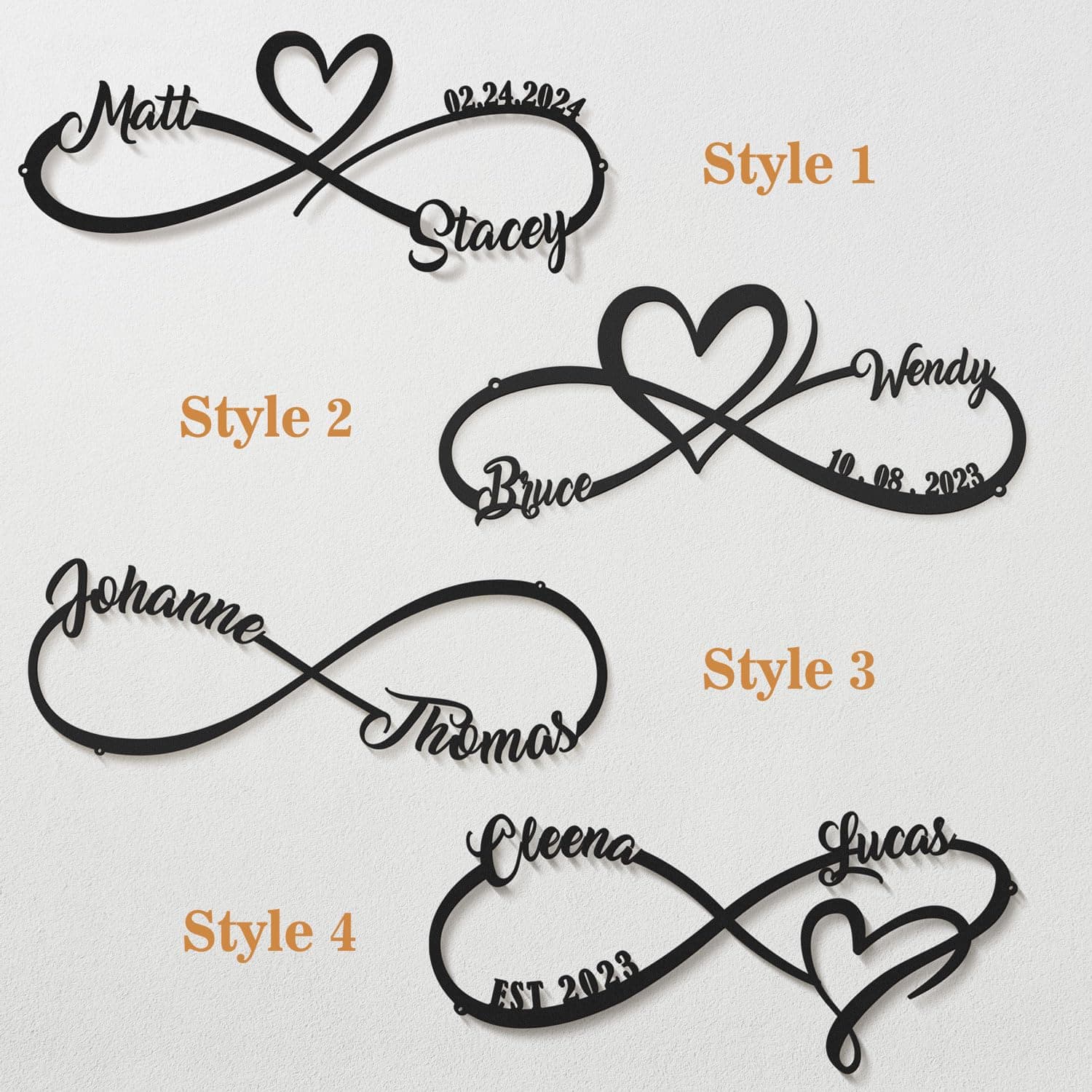 Personalized Metal Wedding Gift Sign - Couples Name & Date - Forever Love Decor - Thumbnail 5