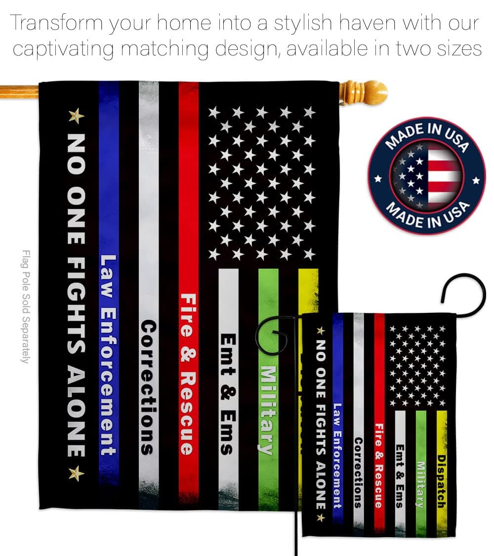 Breeze Decor No One Fights Alone Garden Flag - Set with Stand Armed Forces Milit - Thumbnail 4