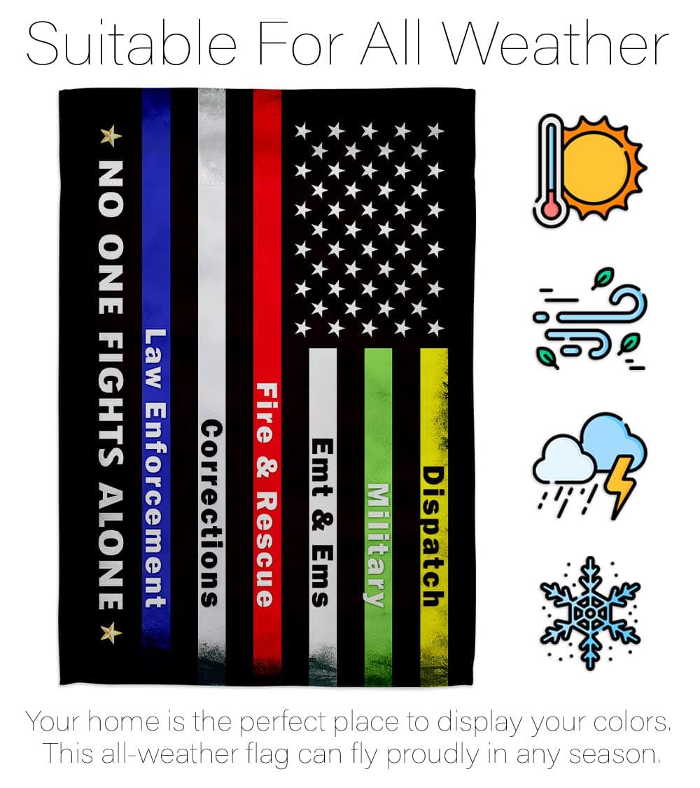 Breeze Decor No One Fights Alone Garden Flag - Set with Stand Armed Forces Milit - Thumbnail 6