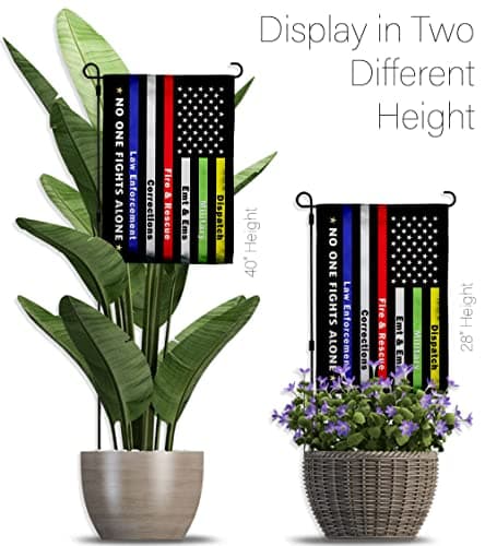 Breeze Decor No One Fights Alone Garden Flag - Set with Stand Armed Forces Milit - Thumbnail 11