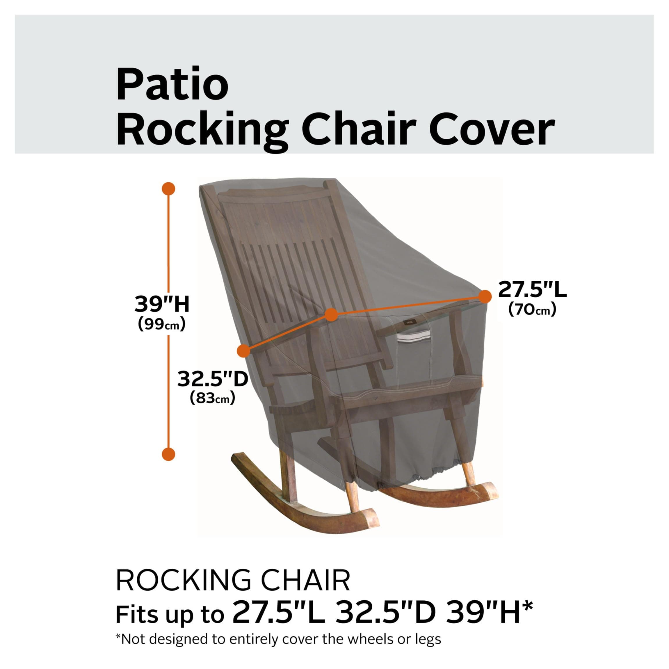 Classic Accessories Ravenna Water-Resistant 27.5 Inch Patio Rocking Chair Cover, - Thumbnail 4
