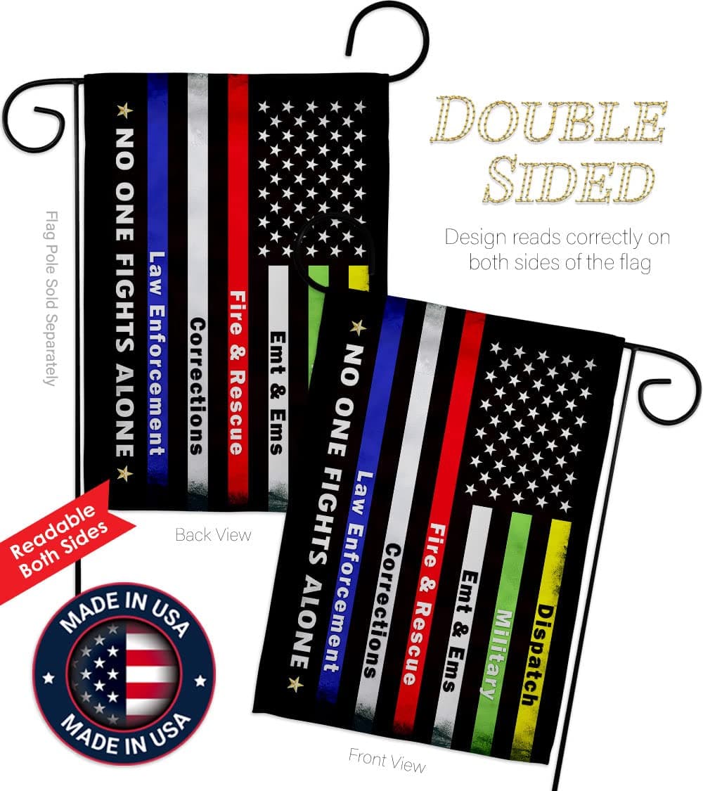 Breeze Decor No One Fights Alone Garden Flag - Set with Stand Armed Forces Milit - Thumbnail 3