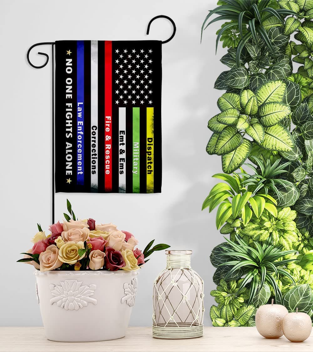 Breeze Decor No One Fights Alone Garden Flag - Set with Stand Armed Forces Milit - Thumbnail 9